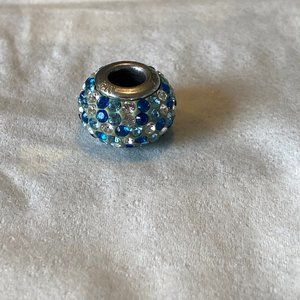 Pandora like charm with blue and white CZ stones